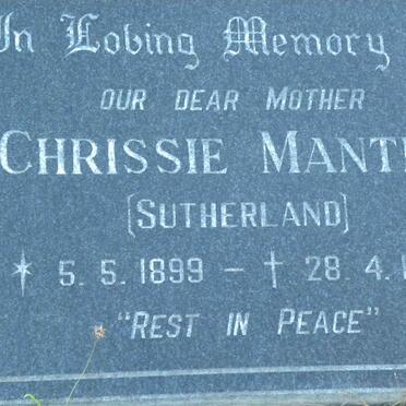 MANTHE Chrissie nee SUTHERLAND 1899-1994