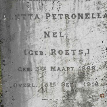 NEL Aletta Petronella nee ROETS 1868-1916