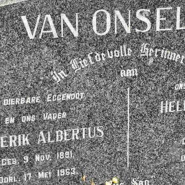 ONSELEN Frederik Albertus, van 1891-1963 &amp; Helena Hendrina PELSER 1890-1981