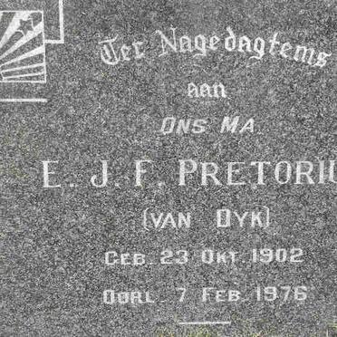 PRETORIUS E.J.F. nee VAN DYK 1902-1976