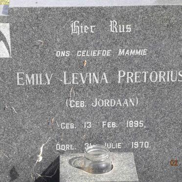 PRETORIUS Emily Levina nee JORDAAN 1895-1970