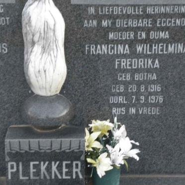 PLEKKER Johannes Philippus 1919-2003 &amp; Francina Wilhelmina Fredrika BOTHA 1916-1976