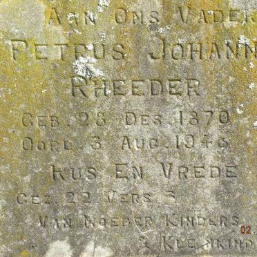 RHEEDER Petrus Johannes 1870-1948