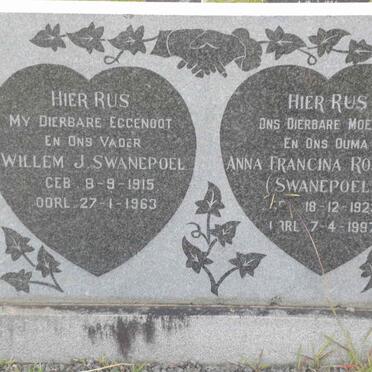 SWANEPOEL Willem J. 1915-1963 &amp; Anna Francina ROSSOUW previously SWANEPOEL 1923-1997