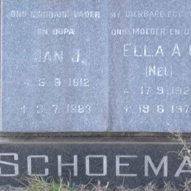 SCHOEMAN Jan J. 1912-1983 &amp; Ella A.C. NEL 1926-1972