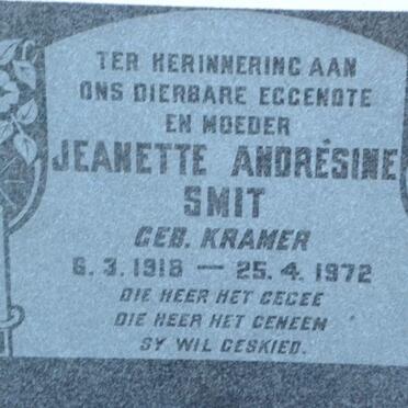 SMIT Jeanette Andresine nee KRAMER 1918-1972