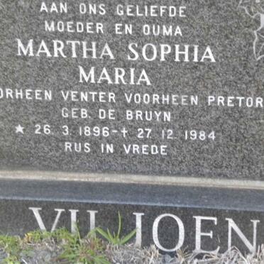 VILJOEN Martha Sophia Maria previously VENTER previously PRETORIUS nee DE BRUYN 1896-1984