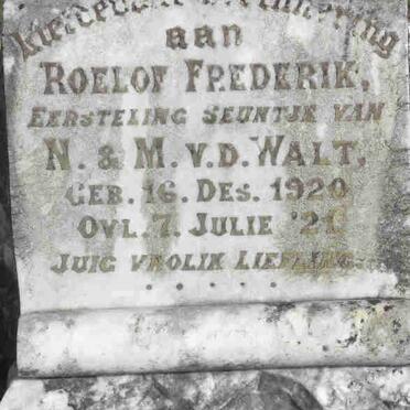 WALT Roelof Frederik, v.d. 1920-1921