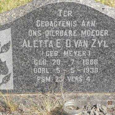 ZYL Aletta E.D., van nee MEYER 1868-1939