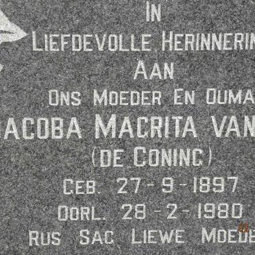 ZYL Jacoba Magrita, van nee DE CONING 1897-1980