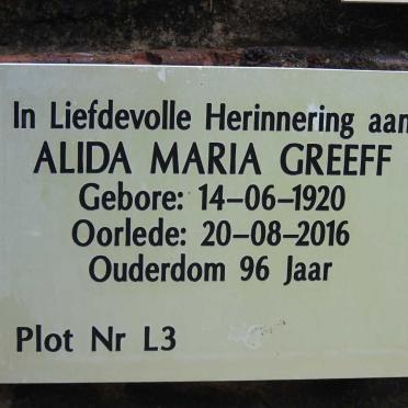 GREEFF Alida Maria 1920-2016