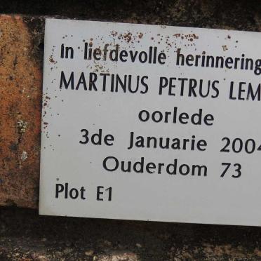 LEMMER Martinus Petrus -2004