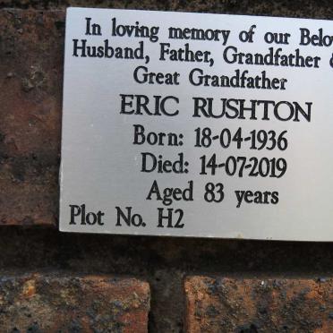 RUSHTON Eric 1936-2019