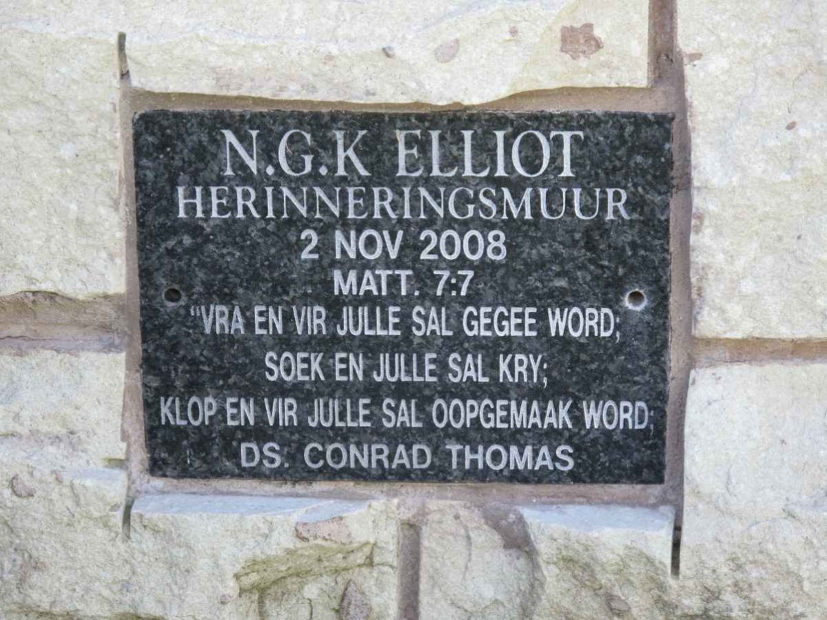 6. N.G.Kerk Elliot - Muur van Herinnering -2008