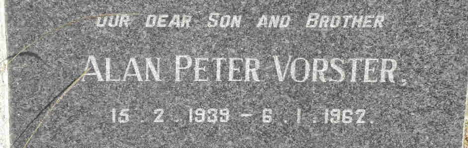 VORSTER Alan Peter 1939-1962