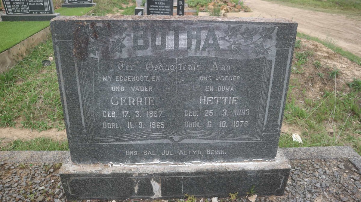 BOTHA Gerrie 1887-1965 &amp; Hettie 1893-1976