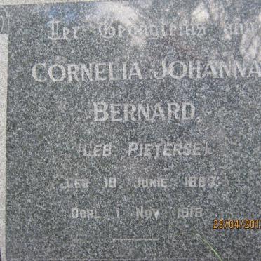 BERNARD Cornelia Johanna nee PIETERSE 1883-1918