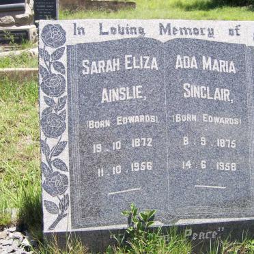 AINSLIE Sarah Eliza nee EDWARDS 1872-1956 :: SINCLAIR Ada Maria nee EDWARDS 1875-1958