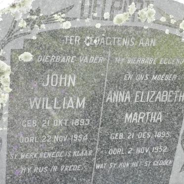 DELPORT John William 1893-1954 &amp; Anna Elizabeth Martha 1895-1952