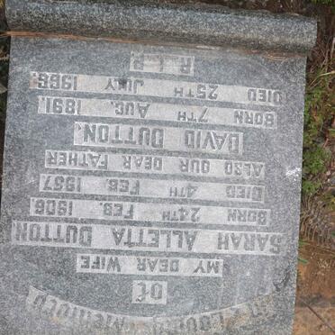 DUTTON David 1891-1966 &amp; Sarah Alletta 1906-1957