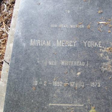 YORKE Miriam Mercy nee WHITEHEAD 1892-1973