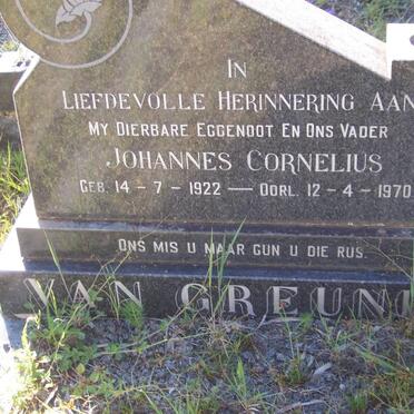 GREUNEN Johannes Cornelius, van 1922-1970