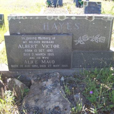 HAYES Albert Victor 1892-1965 &amp; Alice Maud 1892-1969