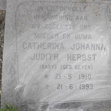 HERBST Catherina Johanna Judith nee GEYER 1910-1993