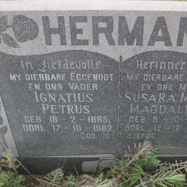 HERMAN Ignatius Petrus 1885-1982 &amp; Susara Maria Magdalena 1904-1965