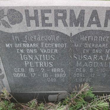 HERMAN Ignatius Petrus 1885-1982 &amp; Susara Maria Magdalena 1904-1965
