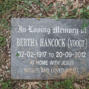 HANCOCK Bertha nee VOOGT 1917-2012