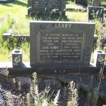 LEARY John Henry 1904-1995 &amp; Martha Maria -1988