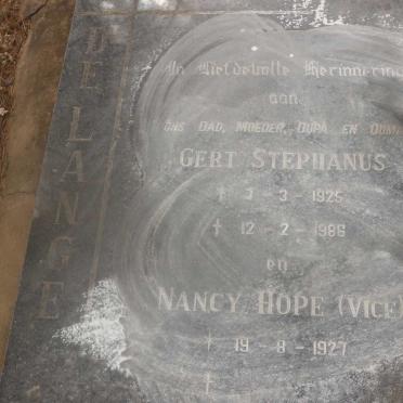 LANGE Gert Stephanus, de 1925-1986 &amp; Nancy Hope VICE 1927-