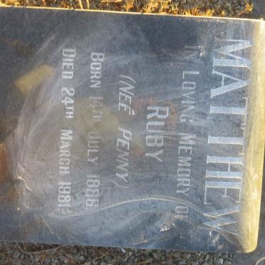 MATTHEW Ruby nee PENNY 1886-1981