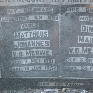 MERWE Mattheus Johannes, v.d. 1891-1957 &amp; Dina Maria 1891-1978