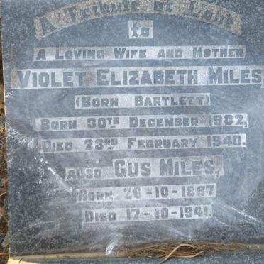 MILES Gus 1897-1941 &amp; Violet Elizabeth BARTLETT 1902-1940