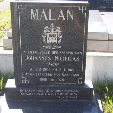 MALAN Johannes Nicholas 1903-1981
