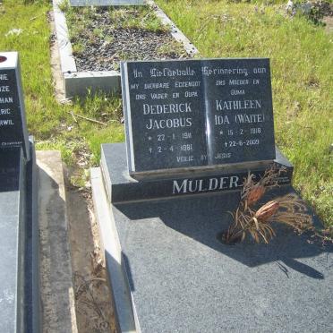 MULDER Dederick Jacobus 1911-1981 &amp; Kathleen Ida WAITE 1918-2009