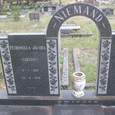 NIEMAND Jan Albertus 1913-1950 &amp; Petronella Jacoba COETZEE 1920-1979