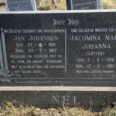 NEL Jan Johannes 1910-1967 &amp; Jacomina Maria Johanna LOTTER 1919-1980
