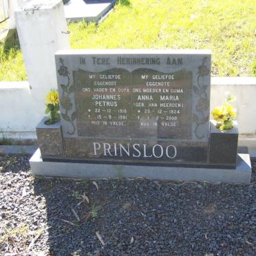PRINSLOO Johannes Petrus 1918-1981 &amp; Anna Maria VAN HEERDEN 1924-2000