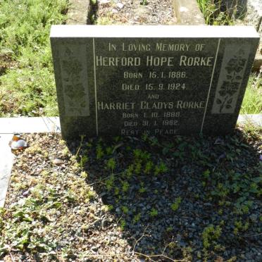 RORKE Herford Hope 1886-1924 &amp; Harriet Gladys 1888-1982