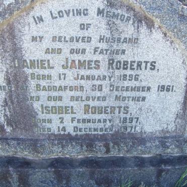 ROBERTS Daniel James 1896-1961 &amp; Isobel 1897-1961