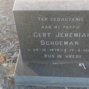 SCHOEMAN Gert Jeremiah 1878-1952