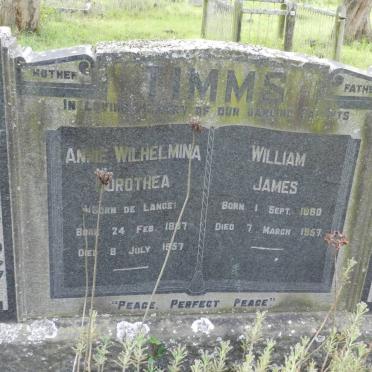 TIMMS William James 1880-1957 &amp; Annie Wilhelmina Dorothea de LANGE 1887-1957