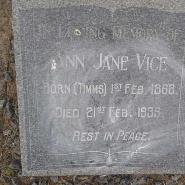 VICE Ann Jane nee TIMMS 1868-1939