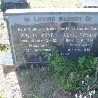 VICE Cecil Norman 1906-1980 &amp; Bertha Irene MOSS 1912-1964