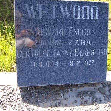 WETWOOD Richard Enoch 1896-1976 &amp; Gertrude Fanny Beresford 1894-1972