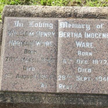 WARE William Henry Norman 1866-1954 &amp; Bertha Imogene 1872-1948
