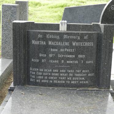 WHITECROSS William Georg Bonniman -1948 &amp; Martha Magdalene DU PREEZ -1969 